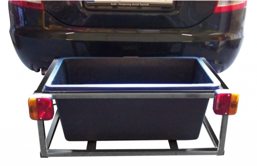 Hecktr�ger mit Transportwanne 90 ltr. und Schnellkupplung